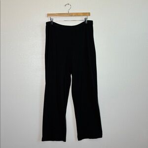 CHICO'S Women Large Black Heavy Knit Wide‎ Leg Pull On Pants Office Travel Comfy